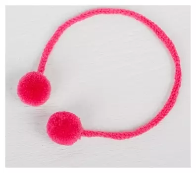 Декоративный элемент на верёвочке 2 шарика, D= 1,5 см, набор 6 шт., цвет розовый