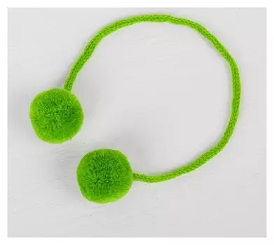 Декоративный элемент на верёвочке 2 шарика, D= 3 см, набор 4 шт., цвет зелёный