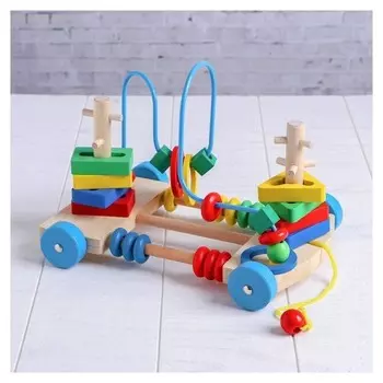 Деревянная игрушка каталка-лабиринт «Яркие цвета», 23×17×17см