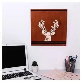 Деревянное интерьерное панно «Олень», 35 × 35 см