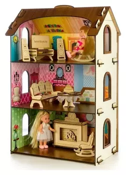 Деревянный домик с цветными обоями «Лоли»