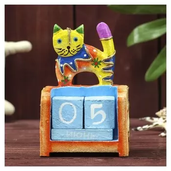 Деревянный календарь "Котёнок" 7х4х10 см