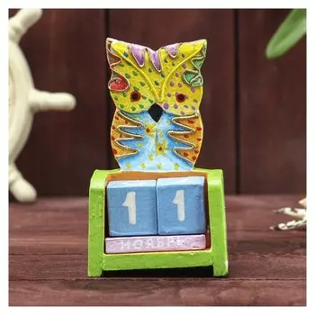 Деревянный календарь "Сова"7х4х10 см (2языка)