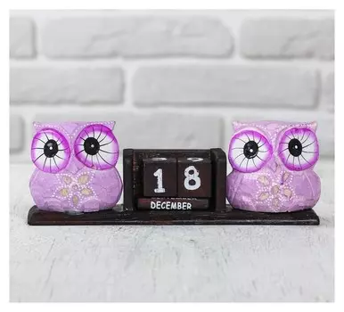 Деревянный календарь "Совы" 20х5х7 см