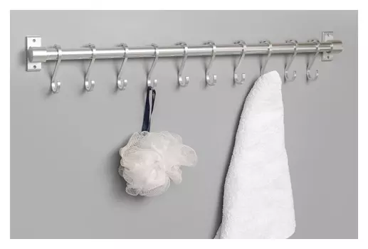 Держатель для полотенец, 60 см, 10 крючков, алюминий