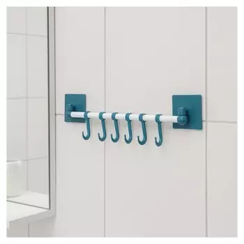Держатель для полотенец на липучках, 6 подвижных крючков, 36×6,5×2 см