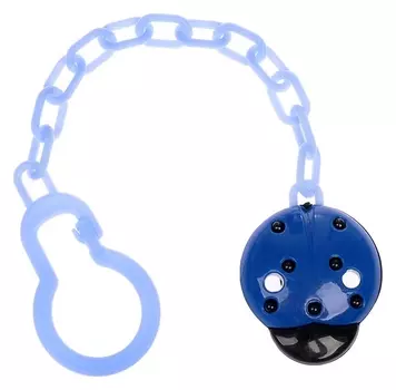 Держатель для пустышки «Божья коровка» на цепочке, цвет голубой