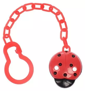 Держатель для пустышки «Божья коровка» на цепочке, цвет красный