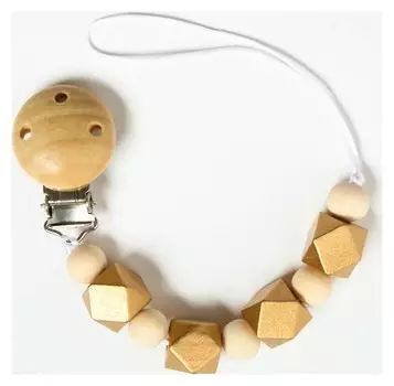 Держатель для пустышки Квадратик бежево-золотой