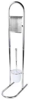 Держатель для туалетной бумаги и ерша Laima, напольный, сталь/пластик, зеркальный, 607433