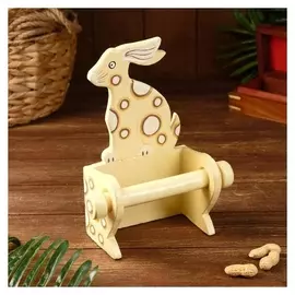 Держатель для туалетной бумаги "Кролик кремовый" дерево 18х10х25