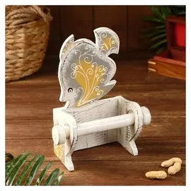 Держатель для туалетной бумаги "Рыбка белая" дерево 18х10х25