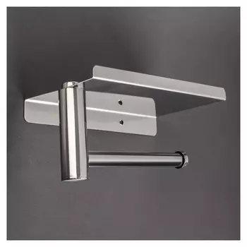 Держатель для туалетной бумаги с полочкой, 18×10×9 см, хром