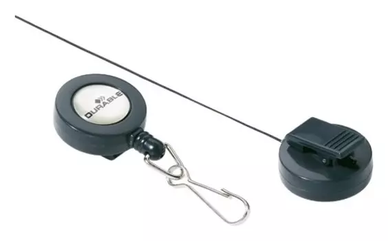 Держатели-рулетки для бейджей, комплект 10 шт., с карабином, темно-серые, Durable