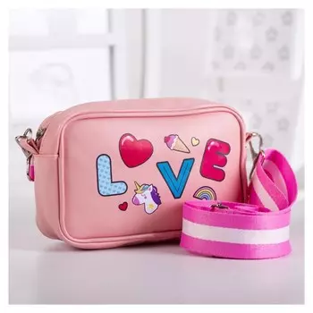 Детская сумка "Love", искусственная кожа, розовая