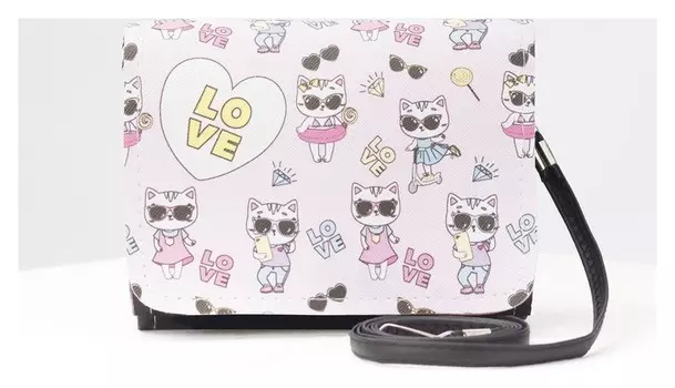 Детская сумка, отдел на клапане, цвет чёрный/розовый