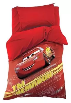 Детское постельное бельё 1.5 сп "Тачки" 143х215 см, 150х214 см, 50х70 1 шт, поплин 125 г/м2