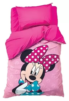 Детское постельное бельё 1,5 спальное Минни маус, поплин