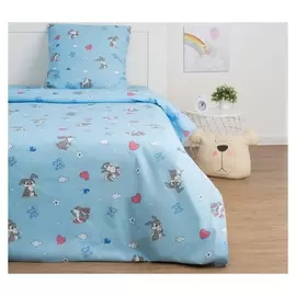Детское постельное бельё экономь и Я «Зайки» 1.5сп, цвет голубой, 147х210±5см, 150х214±5см, 70х70±5см - 1шт
