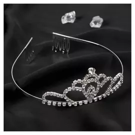 Диадема для волос "Аделина" капельки, 4 см, серебро