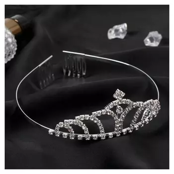 Диадема для волос "Аделина" полоски, 4 см, серебро