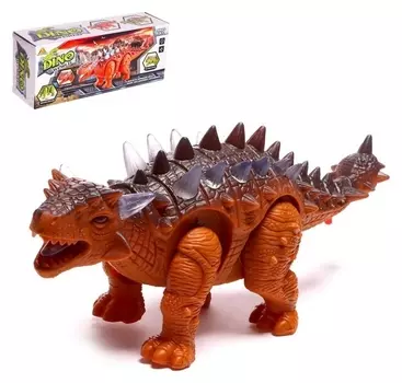 Динозавр «Анкилозавр» работает от батареек, свет и звук, цвет коричневый