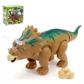 Динозавр «Трицератопс», работает от батареек, откладывает яйца, световые и звуковые эффекты