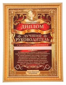 Диплом в рамке "Лучший руководитель"