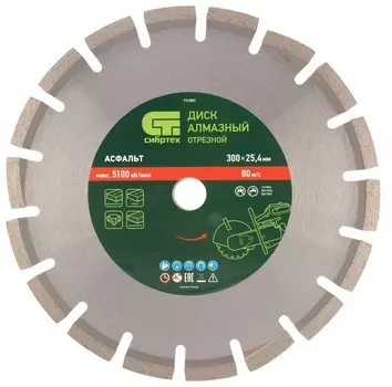 Диск алмазный 300 х 25.4 мм, "Асфальт", сухой/мокрый рез