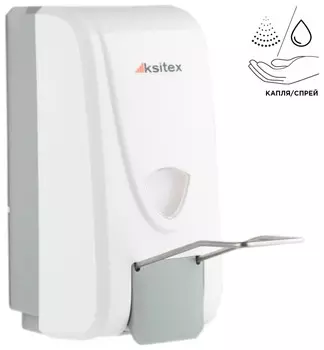 Диспенсер локтевой для жидкого мыла и антисептика наливной, 1 л, белый, Ksitex, Es-1000