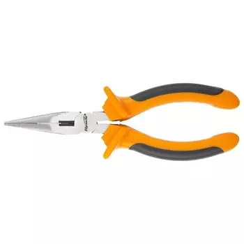 Длинногубцы прямые, Comfort, 200 мм, шлифованные, двухкомпонентные рукоятки