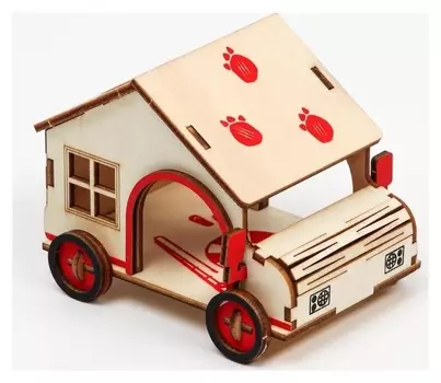 Домик для грызунов "Дом на колёсах", фанера, 11 х 8,5 х 8,5 см