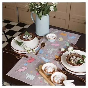 Дорожка на стол "Этель" зайцы 30х70 см, 100% хл, саржа 190 гр/м2