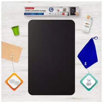 Доска на холодильник магнитно-меловая 58х36 см с мелками, магнитом и салфеткой, Brauberg, 237845