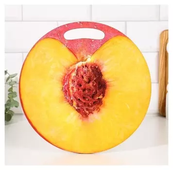Доска разделочная круглая кухонная "Абрикос в разрезе", 26,5 см