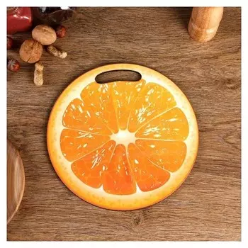 Доска разделочная круглая кухонная "Апельсин в разрезе", 27 см