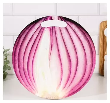 Доска разделочная круглая кухонная "Лук в разрезе", 26,5 см