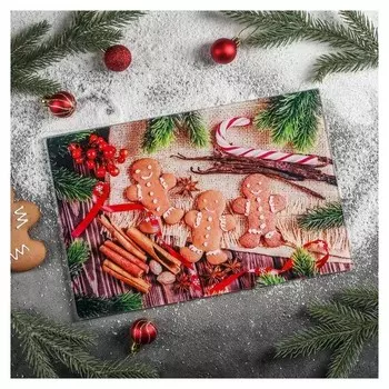 Доска разделочная «Новогодняя суета», 30×20 см