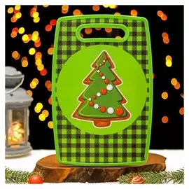 Доска разделочная прямоугольная доляна «Ёлочка», 30×20 см, цвет зелёный