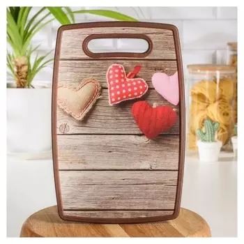 Доска разделочная прямоугольная «Люблю», 30×20 см