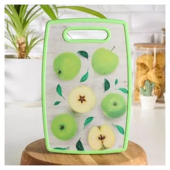 Доска разделочная прямоугольная «Зелёные яблоки», 30×20 см