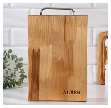 Доска разделочная "Прямоугольник" средняя (Металлическая ручка) 31х20х1,8 см