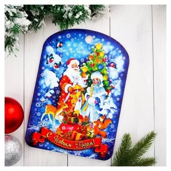 Доска разделочная сувенирная "С Новым Годом. Дед Мороз и снегурочка", 27,5х19,5см