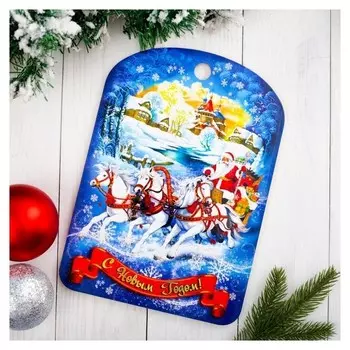 Доска разделочная сувенирная "С Новым Годом. Лошади", 27,5х19,5см