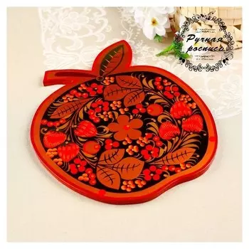 Доска разделочная «Яблоко», 22×27 см, хохлома