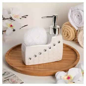 Дозатор для моющего средства 200 мл с губкой "Элегия"