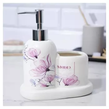 Дозатор для мыла со стаканом "Pink Mood", 300 мл