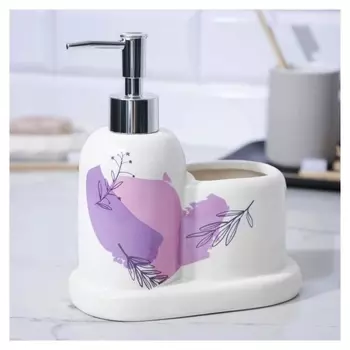 Дозатор для мыла со стаканом "Сирень", 300 мл