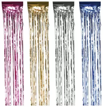 Дождик новогодний, ширина 100 мм, длина 1,5 м, (Серебро, золото, красный, синий), дн-100