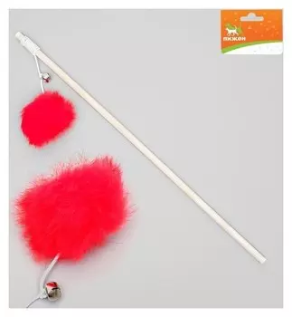 Дразнилка Пушок на деревянной палочке, 36 см, микс